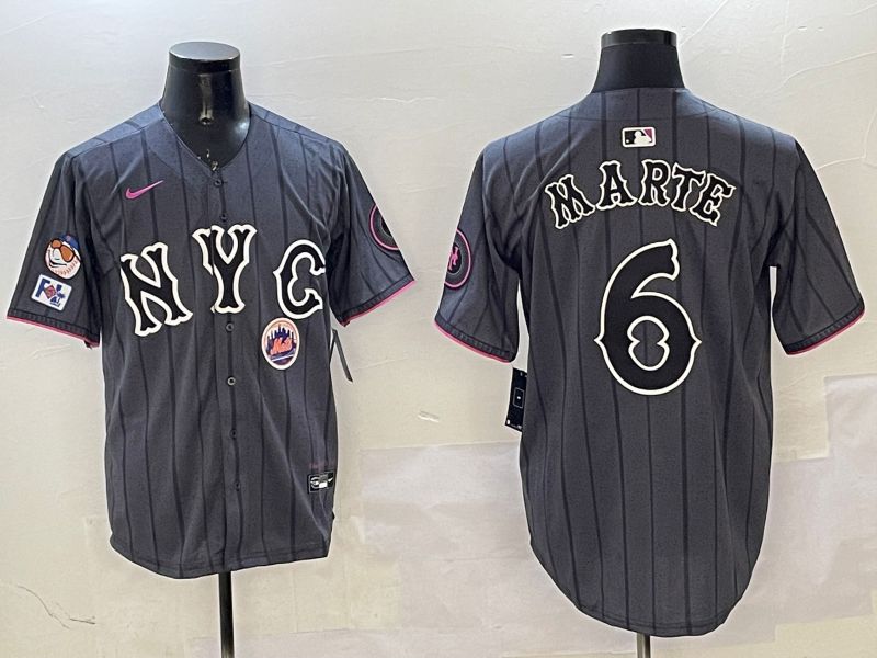 Men New York Mets #6 Marte Black City Edition 2025 Nike MLB Jersey style 8->new york mets->MLB Jersey